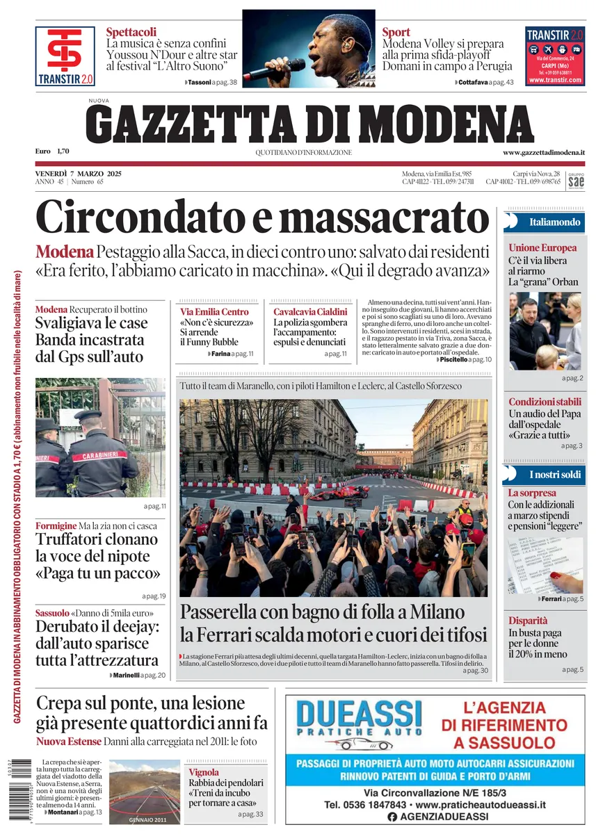 Prima-pagina-gazzetta di modena-oggi-edizione-del-2025-03-07